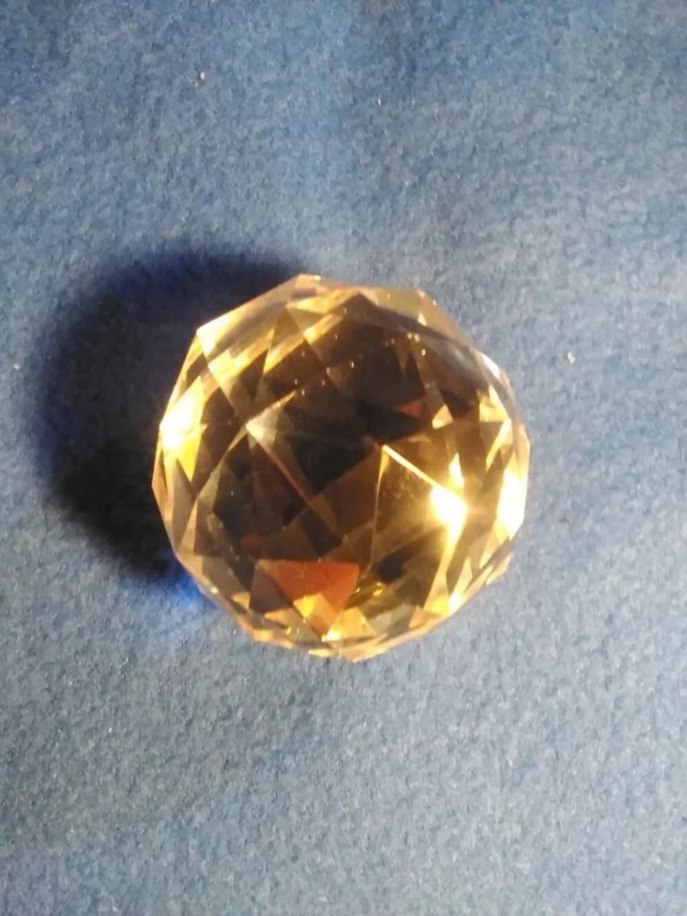 Antique Vintage Small Heavy Multifaceted Hexagon Cut Glass Paper Weight #A43